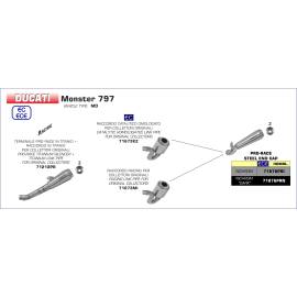 Conector Arrow no homologado en acero inox. para Ducati Monster 797 17-18|Scrambler 800/ Café Racer/Desert Sled/Classic 17-20