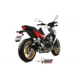 Escape completo no homologado Mivv MK3 en Acero negro para HONDA CB 650 / F 14-18