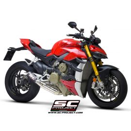 Pot d'échappement non homologué SC-Project CR-T-M2 en carbone pour DUCATI STREETFIGHTER V4 20-21