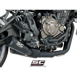 Ligne d'échappement complete homologué SC-Project Conic 70'S en acier inox. en noir pour YAMAHA MT-07 17-20