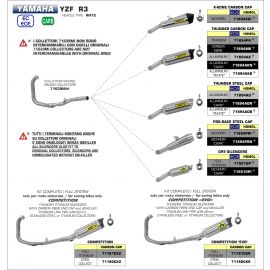 Escape completo Arrow Thunder no homologado en titanio para Yamaha YZF R3 17-18 y Yamaha YZF R3 19