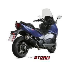 Escape completo homologado Storm Oval en acero negro para SYM MAXSYM TL 500 19-20