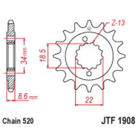 Piñón JT Sprockets de acero JTF1908