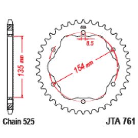 Corona JT Sprockets JTA761BLK de aluminio en negro