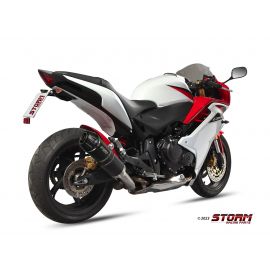 Escape homologado Storm GP en Acero negro posicion estandar para HONDA CBR 600 F/FS 11-13 | CB 600 F HORNET 07-13