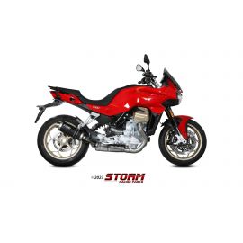 Escape homologado Storm OVAL en Acero negro posicion estandar para MOTO GUZZI V100 MANDELLO 22-24