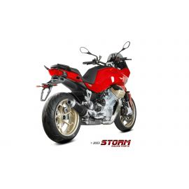 Escape homologado Storm OVAL en Acero negro posicion estandar para MOTO GUZZI V100 MANDELLO 22-24