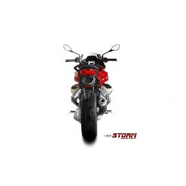 Escape homologado Storm OVAL en Acero negro posicion estandar para MOTO GUZZI V100 MANDELLO 22-24