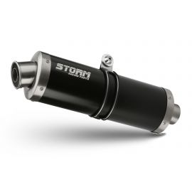 Escape aprovado Storm OVAL en em aço inoxidável pintado de preto posição standard para MOTO GUZZI V100 MANDELLO 22-24