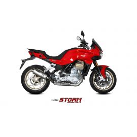 Escape homologado Storm OVAL en Acero inox. posicion estandar para MOTO GUZZI V100 MANDELLO 22-24