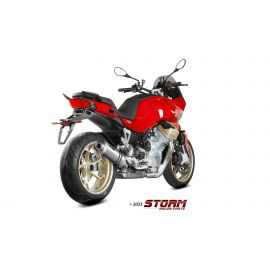 Échappement homologué Storm OVAL en Acier inox. position standard pour MOTO GUZZI V100 MANDELLO 22-24