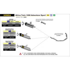 Échappement ARROW Sonora homologué en titane noir pour HONDA CRF 1000 L AFRICA TWIN 16-19 | CRF 1100 L AFRICA TWIN ADV SPORTS 18-19