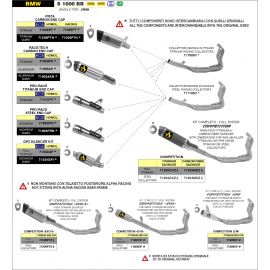 Échappement complet ARROW Pista non homologué en titane complet pour BMW S / M 1000 RR 19-24