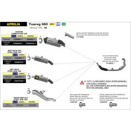 Escape ARROW Indy Race homologado en titanio negro para APRILIA TUAREG 660 22-23